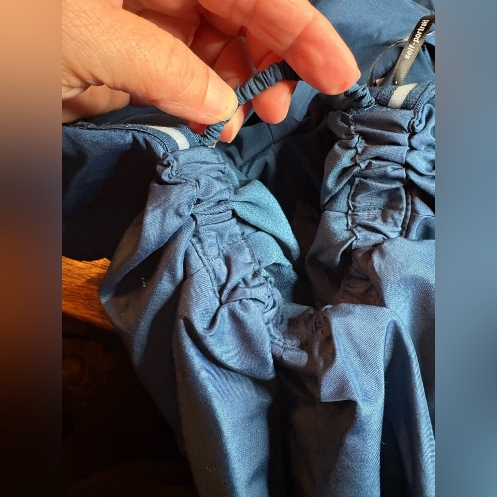 Self-Portrait Blue Taffeta Strapless Jumpsuit. Size 2 - Picture 9 of 12